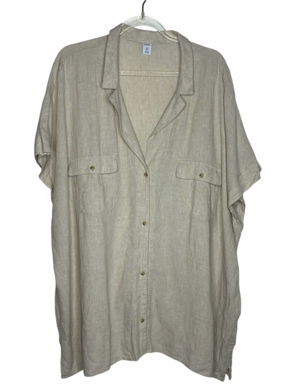 Old Navy Natural Beige Button-Down Shirt XXL TALL Classic Utility